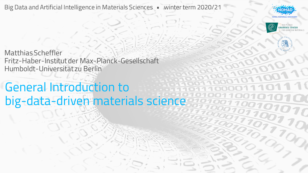 Course on Big Data and Artificial Intelligence in Materials Science 